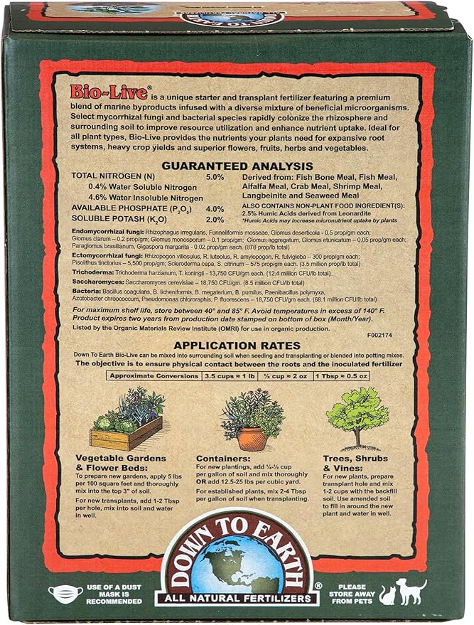 Down to Earth Organic Bio-Live Fertilizer Mix 5-4-2 5 lb