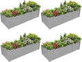 4 Pack 8x3x2FT Galvanized Raised Garden Bed Kit Rectangular Metal Ground Planter Box Outdoor Bottomless Planter Raised Beds for Vegetables Flowers Herbs Fruits Gray