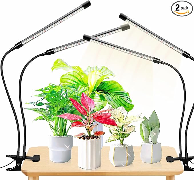 Plant Lights for Indoor Growing84leds Clip Grow Light 6500k Grow Lights for Indoor Plants Full Spectrum with Cold Warm Red LEDs10 Dimmable LevelsAuto On Off Timing 3/9/12h Hrs(2pcs)