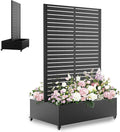Metal Trellis Planter Box with Wheels Standing Privacy Planters for Patio Garden Boxes with Trellis for Climbing Plants (35 L×24 W×71 H Black)