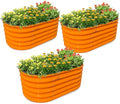 A ANLEOLIFE Kids Mini Raised Garden Beds Outdoor (3-Pack)-40x24x18in Oval Round Galvanized Metal Planter Box for Planting Vegetables Flowers Fruits Eco-Safe &amp Easy Setup Peach Orange