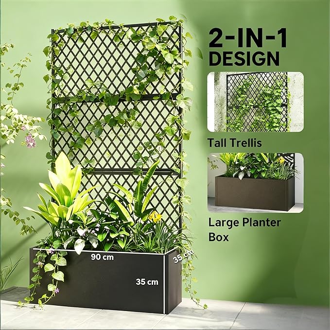 Modern Modular Planter Wall Freestanding Metal Raised Bed for Landscape Design - Create Custom Privacy Screens or Green Dividers on Deck Balcony or as a Garden Room Separator