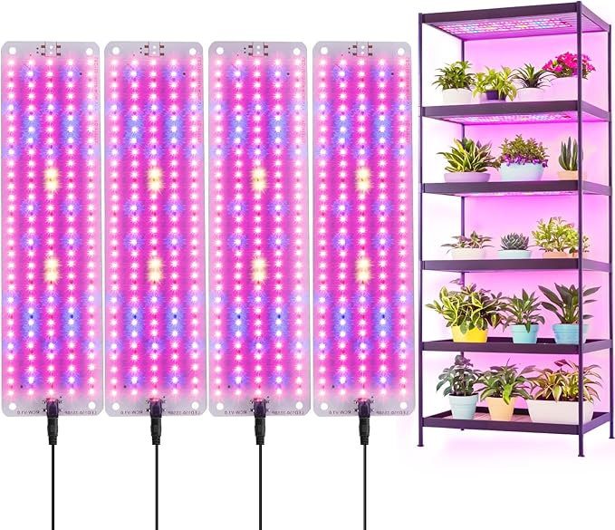 Grow Lights for Indoor Plants Full SpectrumPlant Lights with Auto Timer 3/6/12H Grow Light for Under Cabinet Plant 6 Dimmable Levels600LEDs Grow Lamp Panel Grow Lights for Seed Starting(4P)