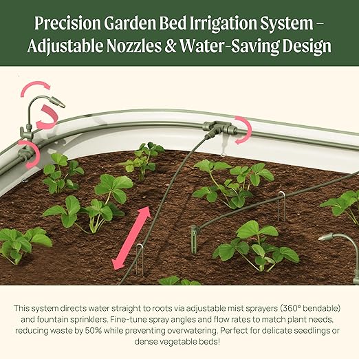 Vego Garden Irrigation Kit - Drip Irrigation System for Raised Garden Beds Efficient Watering Solution for Vegetables Flowers and Plants Easy DIY Installation (Large)