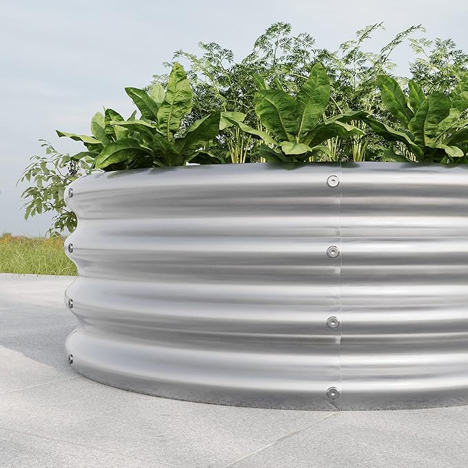 32.08*11.4 Tall Round Raised Garedn BedMetal Raised Beds for Vegetables Outdoor GRaised Planter Box Backyard Patio Planter Raised Beds for Flowers Herbs Fruits Black