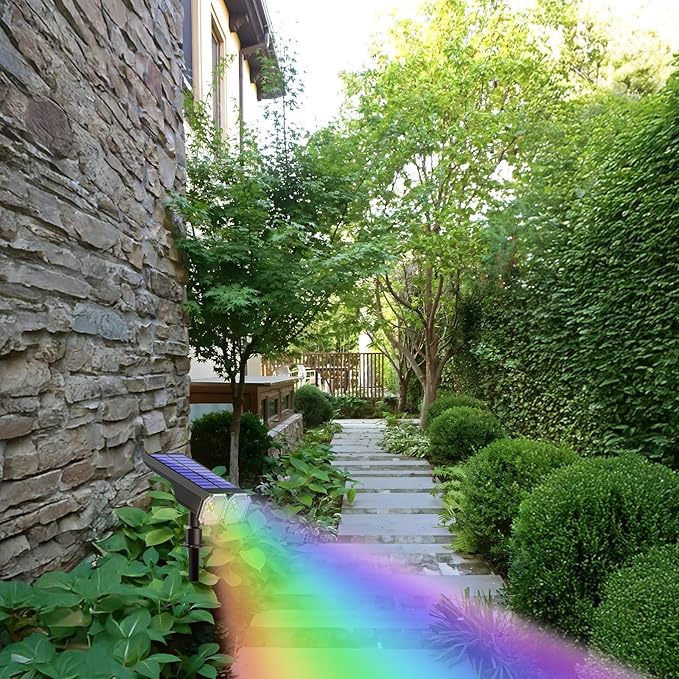 8 Rgb Light Options Solar Spotlights Outdoor Waterproof 2 Pcs Adjustable 90° Head Usb And Solar Charge Abs Material For Garage Pathway Patio Garden