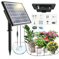 49FT Solar Drip Irrigation Kit with Digital Screen Auto Watering Kit for 15 Pots Solar-Powered Plant Watering434 Timer Modes 900ml/min Flow Indoor/Outdoor Garden Balcony &amp Patio Irrigation Sy