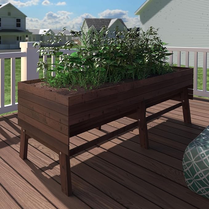 MUPATER 6x3x2FT Cedar Raised Garden Bed for Outdoor Raised Garden Bed wit 6 Legs 837lbs Large Elevated Garden Planter Box with Liner for HerbsVegetables Rustic