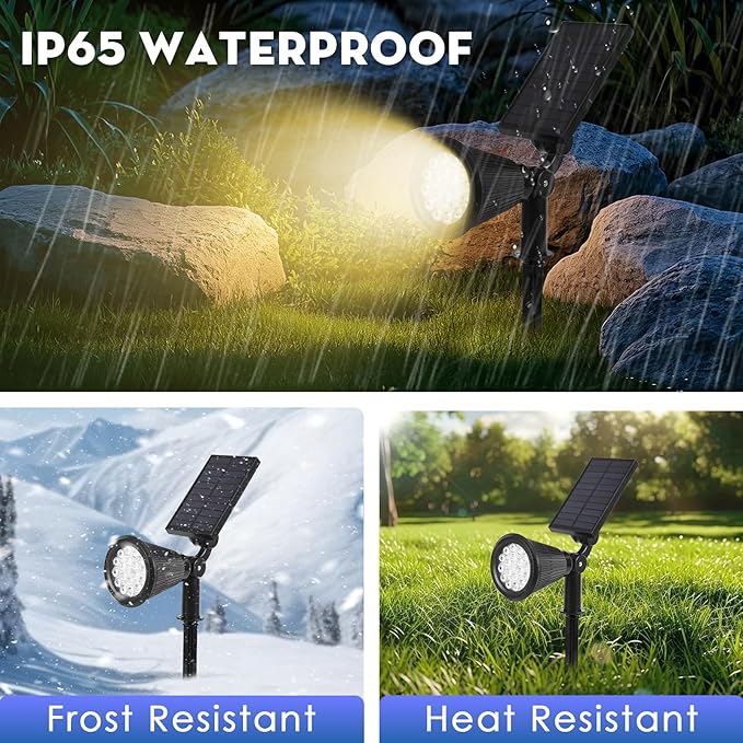 Solar Spot Lights Outdoor 2-in-1 Wall Mount &amp Ground Stake 18 LEDs with 2 Lighting Modes 7 Colors Changing IP65 Waterproof Solar Landscape Lights for Garden Pathway Yard Patio (2 Pack)