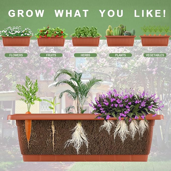 Homdox 3.74FT Vertical Garden Bed 5 Tiers Raised Garden Planter 23 * 26 * 45Inch Outdoor Stand with 4 Hooks for Vegetable Flower Patio Yard Brown