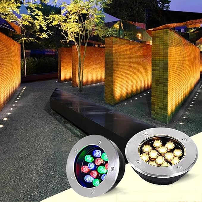 Ground Landscape Lights - Outdoor Buried Lights AC85-265V Outdoor Recessed Spot Light IP66 Waterproof Underground Light LED for Garden Pathway Patio Step Deck(Purple Light12W)