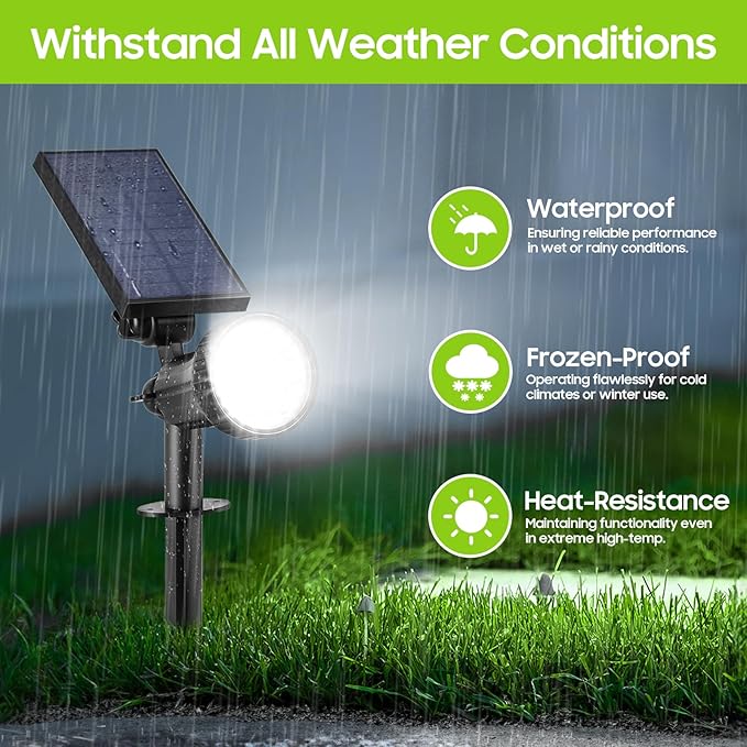 Bosceos 6-Pack Solar Spotlights for Outside with 30LEDs &amp 3 Modes Solar Lights Outdoor Waterproof Dusk to Dawn Landscape Lighting Pathway Lights for Yard Garden Tree Flag Sculpture(Cool White)