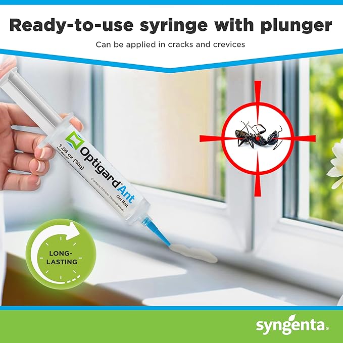 Syngenta - TRTD11568 - Optigard Ant Bait Gel Box - 4 Tubes w/ Plunger - 30g each tube White