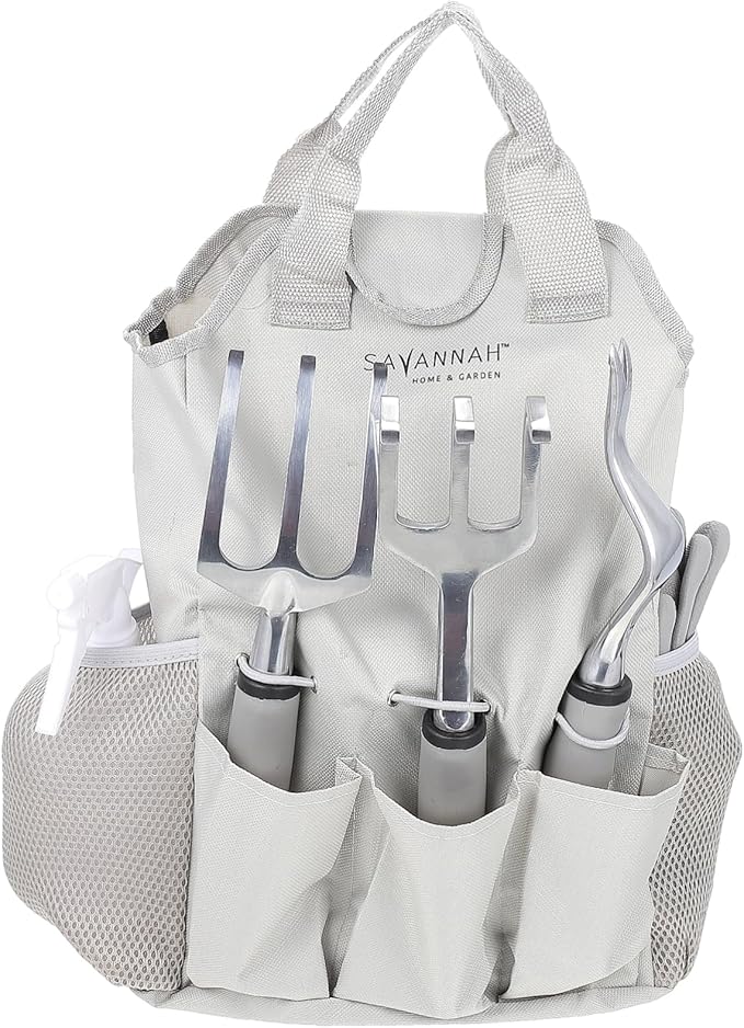 Aluminum Alloy Garden Tool Set for Gardening 6-Piece Heavy-Duty Gardening Tools Pouch Multifunctional Shovels for Outdoor and Indoor Use