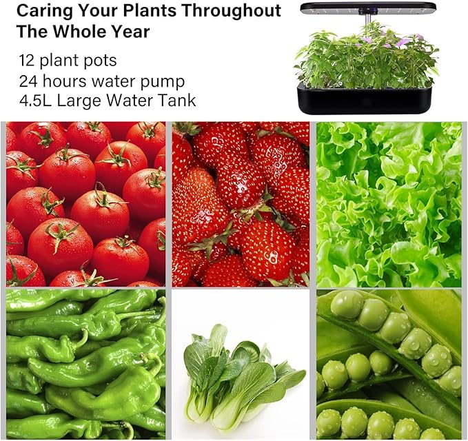 Indoor Vertical Garden Hydroponics Growing Intelligent Home Gardening ination Tool with 36W LED Lights Two Grow Modes Nursery Pots
