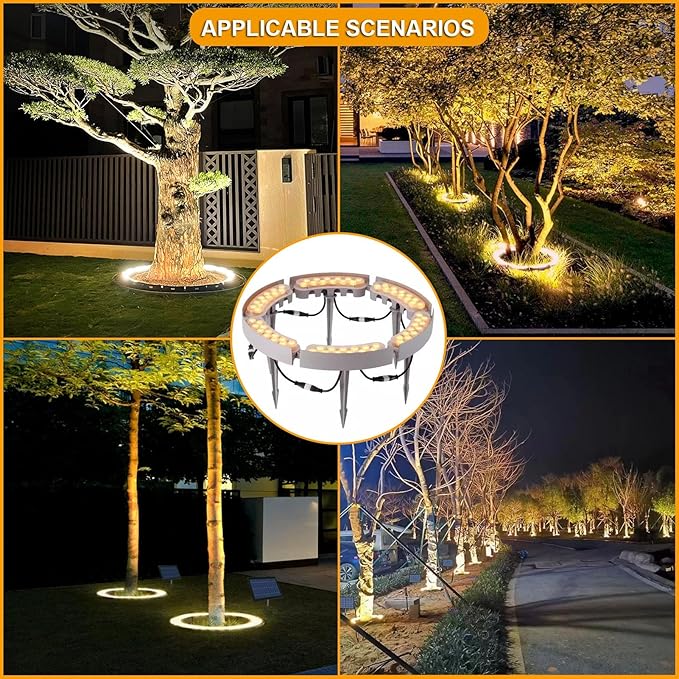 LED Solar Garden Lights 12W Aluminum Landscape Spotlights for Big Tree Lawn Solar Lights Weatherproof(Gold LightPack of 5)