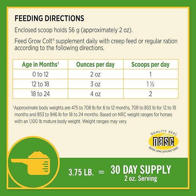 Farnam Grow Colt Supplement for Growth &amp Development Supports Normal consistent Growth in First Years of foal's Life 3.75 lbs. 30 Day Supply
