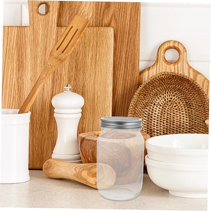 1000ml Mason Glass Sprouting Jar Set with Stainless Steel Filter Lid Portable Wide Mouth Sprout Maker for Home Use Includes Protective Sleeve and Mesh Strainer