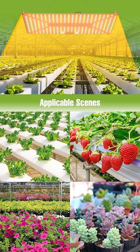 2Pcs 300W LED Full Spectrum Plant Light UV/IR Indoor Seedings Cultivation Lights 110V Greenhouse Tent Hydroponic Sapling Vege Fruit Flower Moss Succulent Potted Moss Lighting Hanging with US Plug