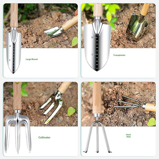 Multipurpose Garden Tool Set with Stainless Construction and Storage Bag Corrosions for Organized Carrying Garden Tool Set