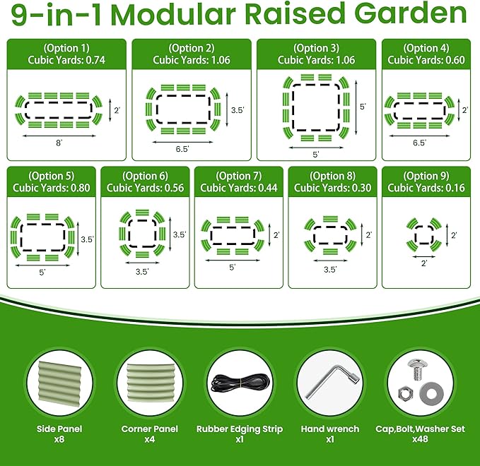 Gruper Galvanized Raised Garden Bed 8×2×1.4 ft Tall Oval Large Metal Planter Raised Garden Boxes Outdoor for Vegetable Fruits Flower Herb Anti-Rust and Sturdy &amp Easy-Setup