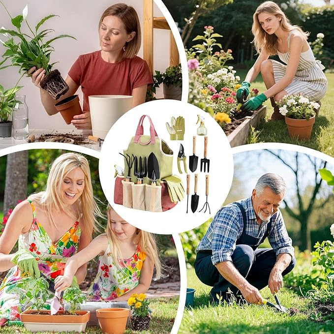 Garden Tool Set Ergonomic and Comfortable 1 Set Multifunctional Garden Tools Gardening Supplies Kit Lightweight for Outdoor Greenhouse Lawn Backyard
