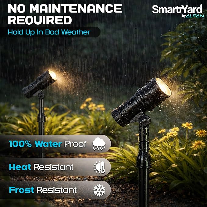Outdoor Solar Spotlight 2 Pack with 15 Panel - Waterproof LED Easy to Install Adjustable Height Outdoor Solar Lights for Yard Garden Patio Trees - Solar Landscape Lights &amp Accent