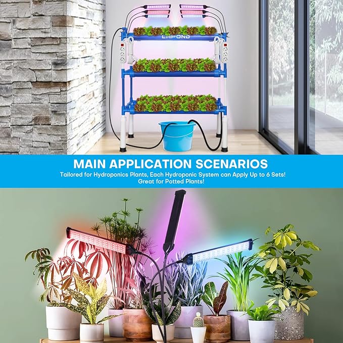 Upgraded Hydroponics Growing System with LED Grow Lights108 Plant Sites3 Layers Food-Grade PVC-U Pipes Hydroponic Grow Kit