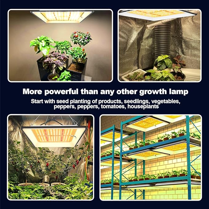 KOSCHEAL KT600 LED Grow Light Use with Yield LEDs Sunlike Full Spectrum Grow Lights for Seedlings Indoor Plants Veg and Bloom Growing Lamps for 2x2ft Coverage Output 65W±5%