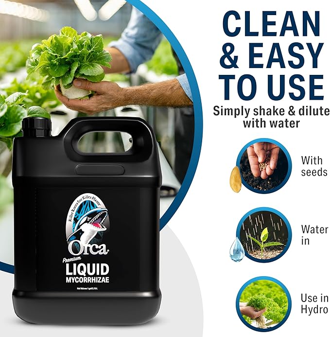 1 Gallon Orca Liquid Mycorrhizae for Plants - Mycorrhizal Fungi Root Stimulator and Booster - Enhance Plant Success with Microbes for Soil