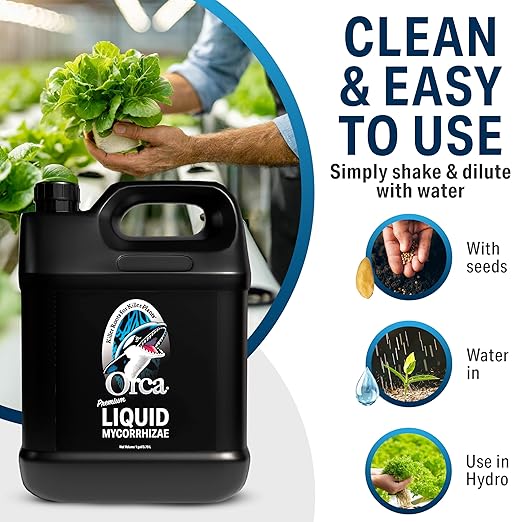 16 oz Orca Liquid Mycorrhizae for Plants - Mycorrhizal Fungi Root Stimulator and Booster - Enhance Plant Success with Microbes for Soil