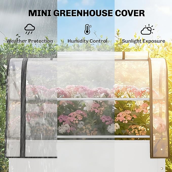 Outsunny Raised Garden Bed with Flip-Up Greenhouse Cover Metal Elevated Garden Bed with Legs and Drainage Hole Outdoor Raised Planter Box for Vegetables Herbs Flowers 39.4 x 19.3 x 53.5 White