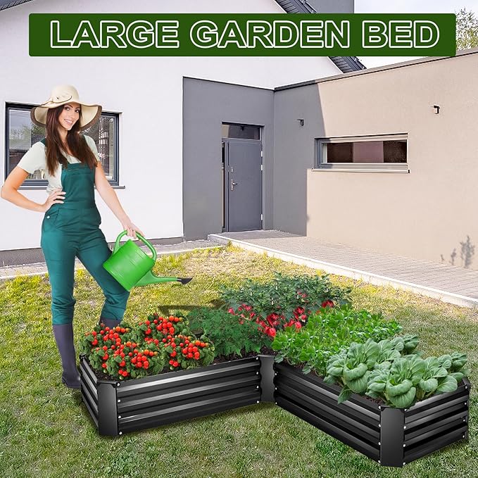 EDOSTORY Raised Bed Garden Bed Kit 5x5x1ft Galvanized Planter Tall Raised Garden Boxes Outdoor Large Metal Raised Garden Beds for Vegetables Flowers Herbs