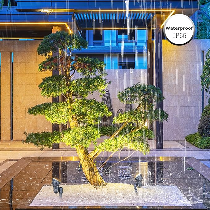 Kiven LED Landscape Plug-in Spotlight Outdoor with Automatic TimerIP65 Waterproof Garden Spotlights5W 110V Yard Flood Light with Spiked Stand Lawn Lights2700K LED Wall Lights for Patio