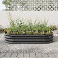 Outdoor Raised Garden Bed for Plants Vegetables and Flowers Oval Large Metal Raised Bed Kit Durable Galvanized Planter Boxes for Garden Backyard Easy Assembly (Black 70.86 x 35.43 x 11.42 in)