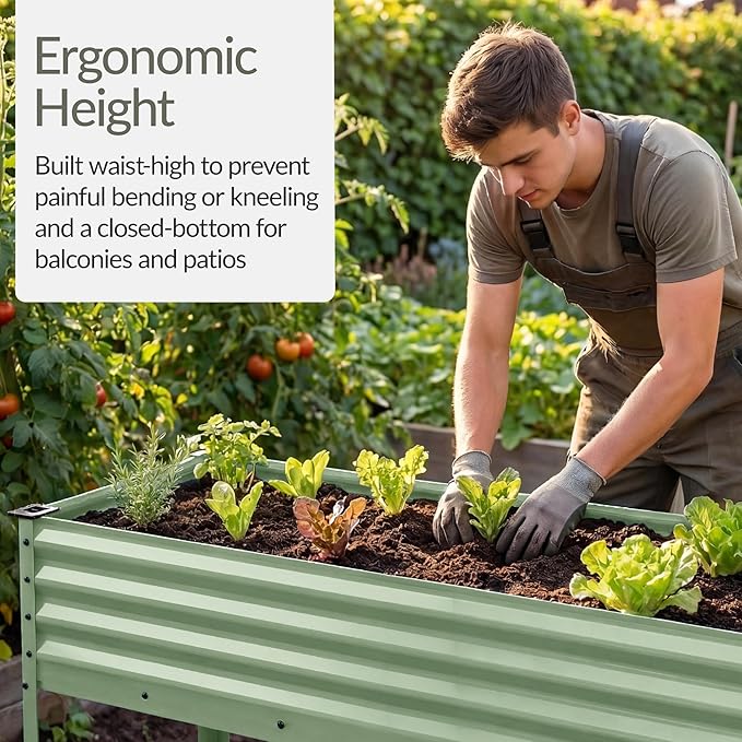 Best Choice Products 48x24x30in Galvanized Raised Garden Bed Metal Elevated Planter Box Vegetable Garden for Backyard Patio Balcony - Sage Green