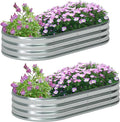 zizin 2 Pack Galvanized Raised Garden Bed Metal Oval Raised Garden Beds Outdoor Planter Box for Vegetables (6x3x1FT Silver)