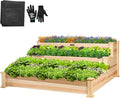 VIVOSUN 3-Tier Wooden Raised Garden Bed 48 x 48 x 21 Inches Outdoor Wood Planter Kit for Plants Herbs and Vegetables for Garden Patio Balcony Backyard and Outdoors