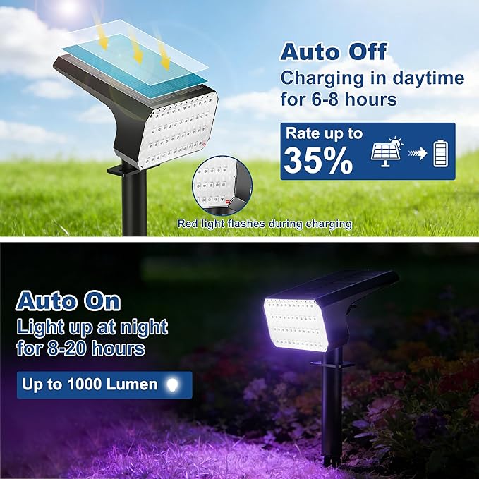 LANSOW Solar Spot Lights Outdoor Color Changing 2 Pack/7 Modes Waterproof Solar Christmas Landscape Spotlights LED Solar Powered Flood Lights for Yard Garden Pathway Outside Halloween Auto ON/Off