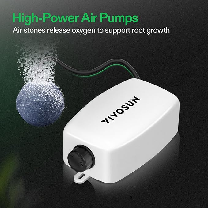 VIVOSUN DWC Hydroponics Grow System with Top Drip Kit 5-Gallon Deep Water Culture Recirculating Drip Garden System with Multi-Purpose Air Hose Air Pump and Air Stone (1 Bucket + Top Drip Kit)