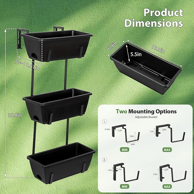 OYEAL Railing Planter Box Raised Garden Bed
