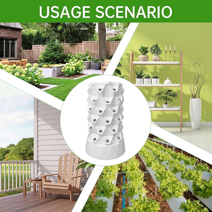 Hydroponic Tower Garden6 Tier 48 Slots Hydroponics TowerAeroponic Tower Garden System with Hydrating PumpTimerAdapterSponge Hydroponics Tower for Apartment Detached House26.37Lx26.37Wx43.3H in