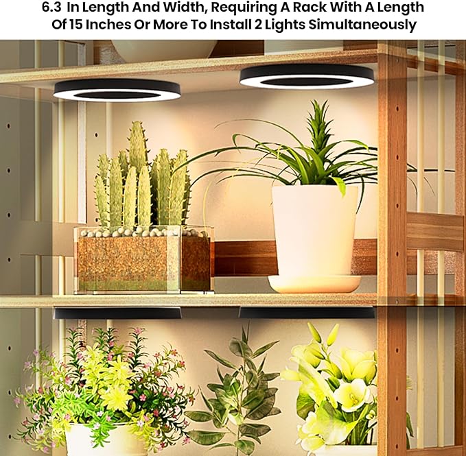 Mosthink 6.3 Ceiling Grow Lights for Indoor Plants 288 LEDs Plant Light Full Spectrum Under Cabinet Growing Lamp with Auto Timer 10 Dimmable Levels 3 Modes with Transparent CoverCorded