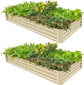 Land Guard 2 Pack 8×4×1ft Galvanized Metal Raised Garden Bed Metal Planter Kit Box Outdoor for Deep-Rooted Vegetables Flowers Green and Herbs (Cream Yellow)