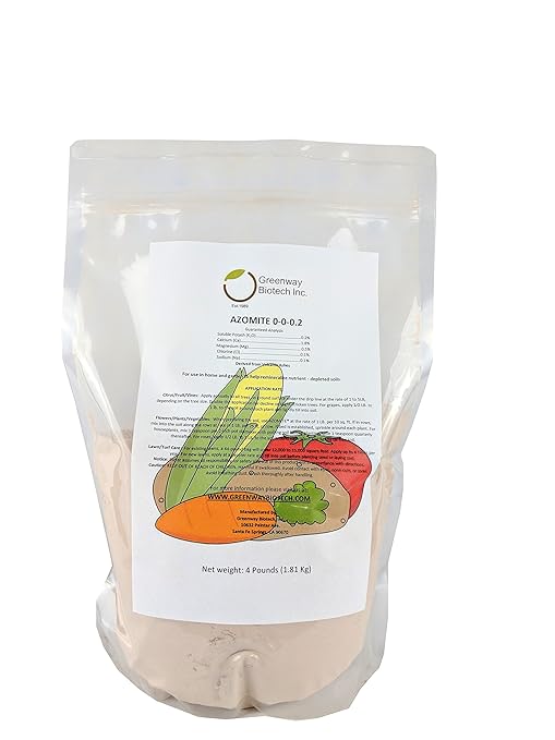 Greenway Biotech Inc. Azomite Rock Dust Volcanic Ash Organic Fertilizer with Micronutrient &amp Trace Minerals- Natural Mineral Soluble Plant Fertilizers for Enhances &amp Increases Crop Yield (4 P