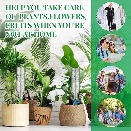 16 Set Plant Watering Devices with Self Watering Spikes and 26 oz Plastic Bottles Plant Waterer Devices with Adjustable Control Valve Switch Indoor Outdoor (Clear)