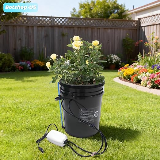 Hydroponics Growing System Kit 5-Gallon Deep Water Culture Recirculating Drip Grow System Indoor Garden Grow System with Hose Air Pump and Air Stone (1 Bucket + Drip Irrigation)