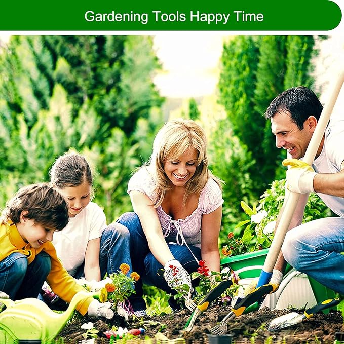 Garden Tools Set - 7 Piece Heavy Duty Aluminum Gardening Tools for Digging Planting and Pruning Gardening Gifts for Men Wome Kids