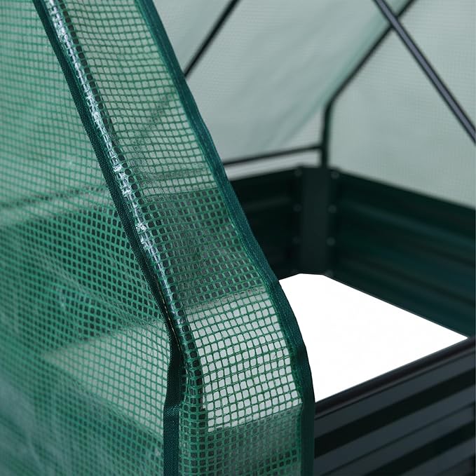 Relaxdays Raised Bed with Greenhouse for Flowers Plants and Vegetables H x W x D: 92 x 125 x 95 cm Garden Plant Bed Green