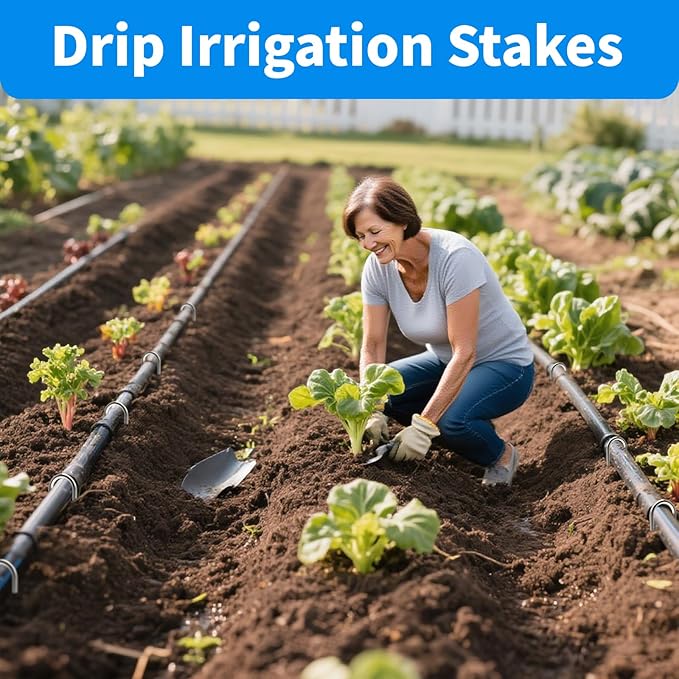 MySit 6 Inch 100 Pack U Shaped Garden Stakes Heavy Duty 11 Gauge Galvanized Drip Irrigation Stakes Landscape Staples for 1/2 to 1-1/2 Soaker Hose Weed Barrier Yard Decorations Fencing